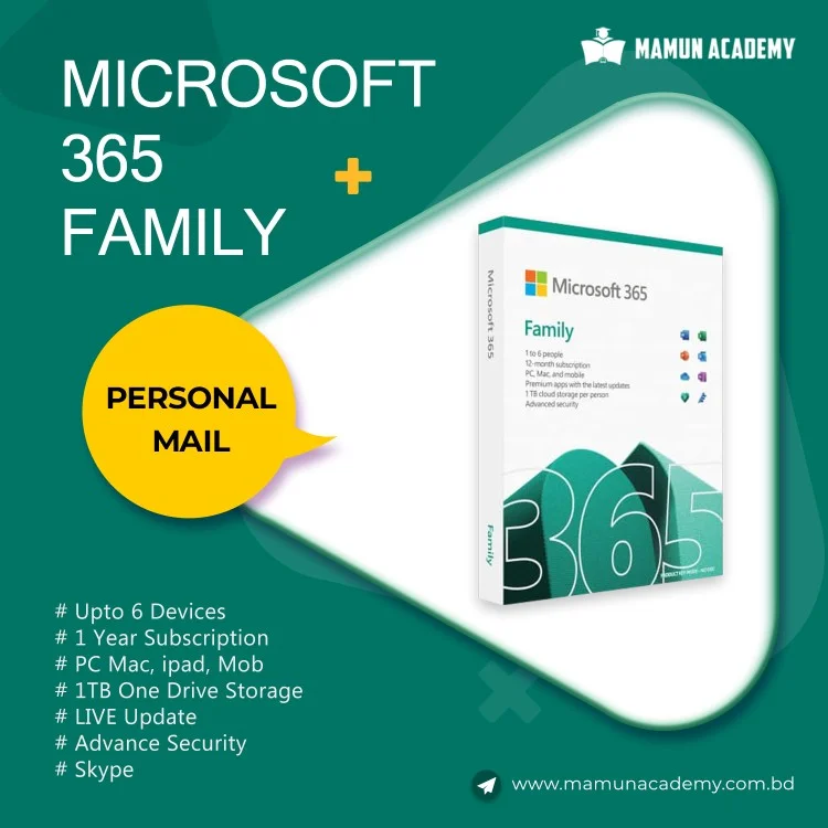 Microsoft Office 365 Family Yearly Subscription - Mamun Academy