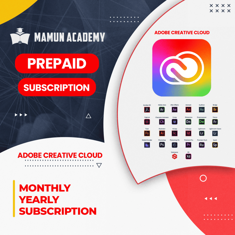 Adobe Creative Cloud Prepaid Subscription Monthly/Yearly - Mamun Academy